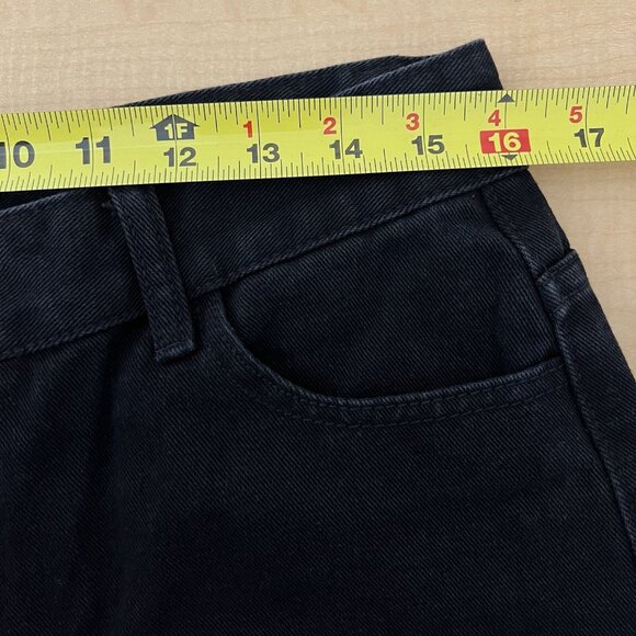 Denim Jeans Distressed Size Large 32x31 Regular Wide Leg High Rise Black NWOT - Picture 6 of 9